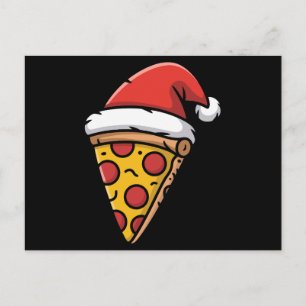 Weihnachts-Pizza-Stück-Santa-Hut-Peperoni-Feiertag Feiertagspostkarte