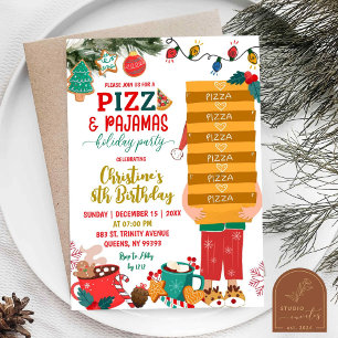 Weihnachts-Pizza und Pyjama-Feier zum Geburtstag Einladung