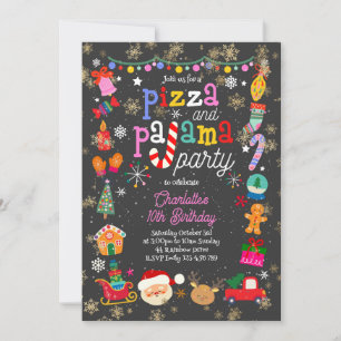 Weihnachts-Pizza-und-Pyjama-Party-Einladung Einladung