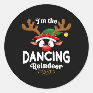 Weihnachts-Pjs tanzen Weihnachten Rentier Matching Runder Aufkleber