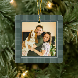 Weihnachts-Plaid ein Foto sagegrünes Weihnachten Keramikornament