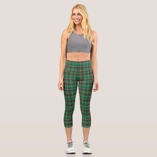 Weihnachts-Plaid-Grün-Muster-23914 Capri Leggings (Vorderseite)