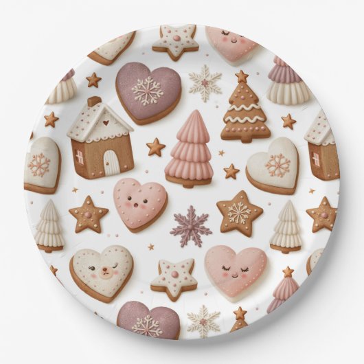 Weihnachts-Plätzchen-Muster Pappteller (Vorderseite)