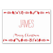 Weihnachts-Platzkarten mit roten Blätter Tischnummer (Rückseite)