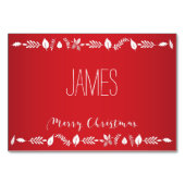 Weihnachts-Platzkarten mit weißen Blätter Tischnummer (Rückseite)