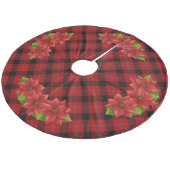 Weihnachts-Poinsettia-Baumrock Fleece Weihnachtsbaumdecke (Schrägansicht)