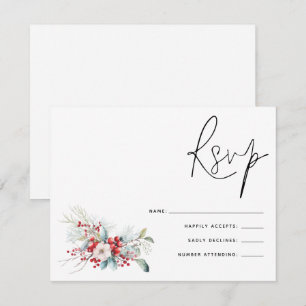 Weihnachts-Poinsettia Berries-Skript Hochzeit RSVP Karte