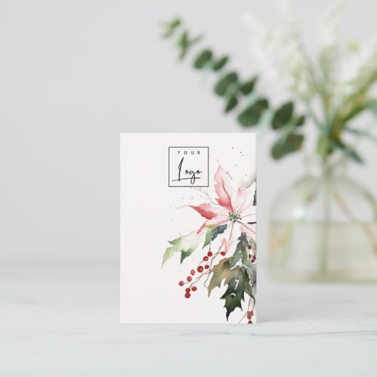 Weihnachts-Poinsettia Blank-Juwelier-Logo Visitenkarte (Stehend Vorderseite)