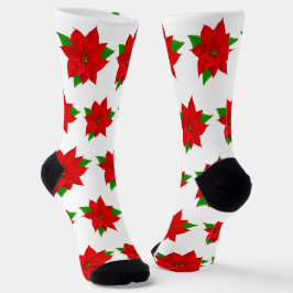 Weihnachts-Poinsettia-Blume auf Weiß Socken