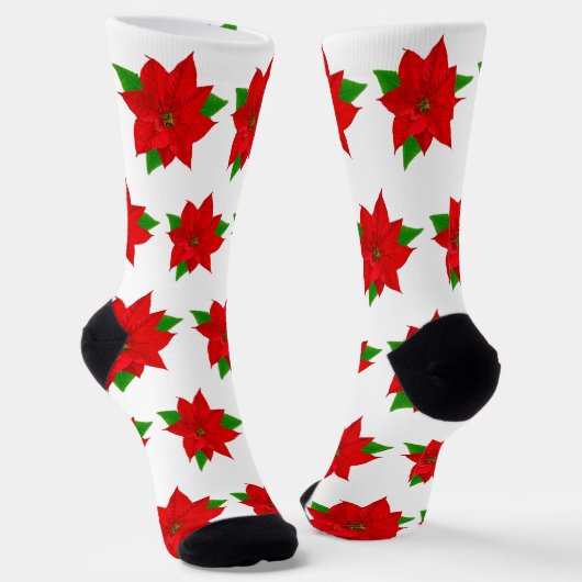 Weihnachts-Poinsettia-Blume auf Weiß Socken (Gewinkelt)