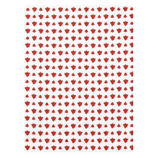 Weihnachts-Poinsettia-Blume auf White Tableclout Tischdecke (Vorderseite)