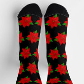 Weihnachts-Poinsettia-Blume in Schwarz Socken (Oben)