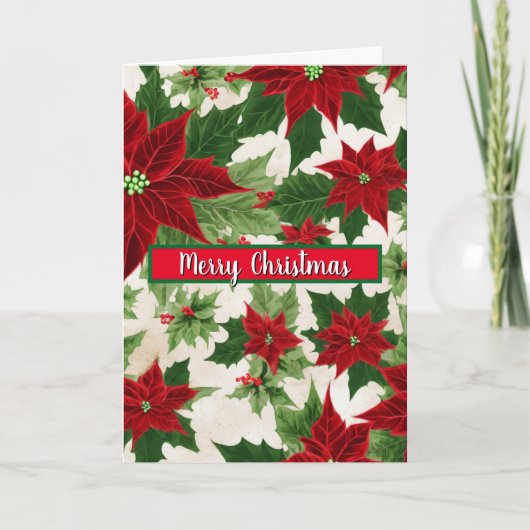 Weihnachts-Poinsettia-Blume Karte (Vorderseite)