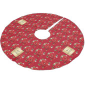 Weihnachts-Poinsettia-Blume-Logo Polyester Weihnachtsbaumdecke (Schrägansicht)