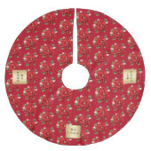 Weihnachts-Poinsettia-Blume-Logo Polyester Weihnachtsbaumdecke (Vorderseite)