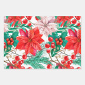 Weihnachts-Poinsettia Blume Xmas Muster Geschenkpapier Set (Vorderseite 2)