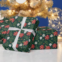 Weihnachts-Poinsettia-Blumen-Verpackungspapier