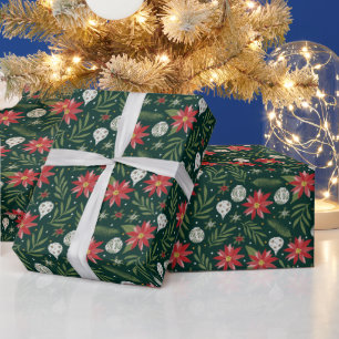 Weihnachts-Poinsettia-Blumen-Verpackungspapier Geschenkpapier