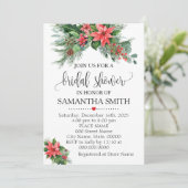 Weihnachts-Poinsettia-Brautparty Einladung (Stehend Vorderseite)