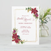Weihnachts-Poinsettia Bridal-Dusche Einladung (Stehend Vorderseite)