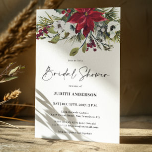 Weihnachts-Poinsettia Bridal-Dusche Einladung