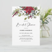 Weihnachts-Poinsettia Bridal-Dusche Einladung (Stehend Vorderseite)