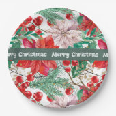 Weihnachts-Poinsettia-Design-Teller Pappteller (Vorderseite)