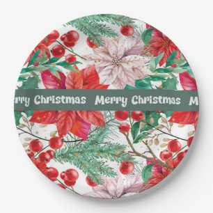 Weihnachts-Poinsettia-Design-Teller Pappteller