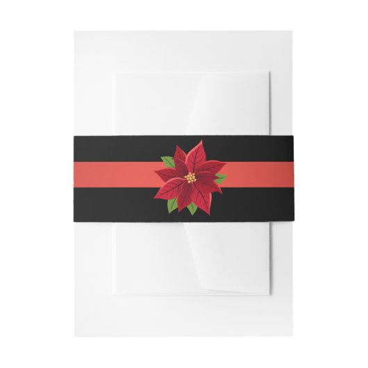 Weihnachts-Poinsettia Einladung Bauchband Einladungsbanderole (Vorderseite Beispiel)