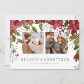 Weihnachts-Poinsettia-Foto Personalisiert Feiertagskarte (Vorderseite)