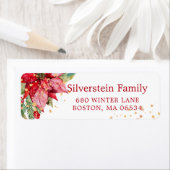 Weihnachts-Poinsettia-Gold-Spritzer-Rücksendeadres (Insitu)