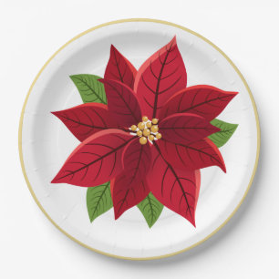 Weihnachts-Poinsettia Hochzeitspapier-Teller Pappteller