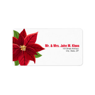 Weihnachts-Poinsettia-Hochzeitsplatz Adressaufkleber