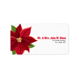 Weihnachts-Poinsettia-Hochzeitsplatz Adressaufkleber