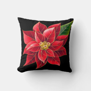 Weihnachts-Poinsettia-Kissen in Rot Kissen
