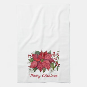 Weihnachts-Poinsettia-Küchenhandtuch Geschirrtuch