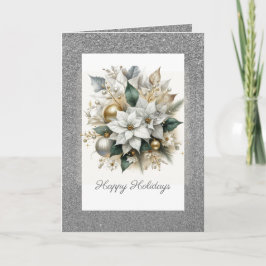 Weihnachts-Poinsettia mit Silberner Glitzer Feiertagskarte