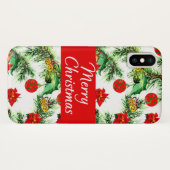 Weihnachts-Poinsettia-Muster iPhone X Hülle (Rückseite (Horizontal))