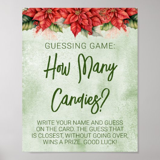 Weihnachts-Poinsettia Neutrales Baby-Duschspiel Poster (Vorne)