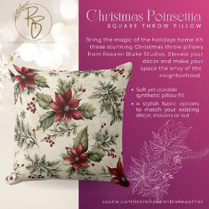 Weihnachts-Poinsettia-Platz-Wurfkissen Kissen