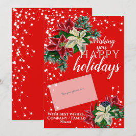 Weihnachts-Poinsettia Red Gift Card Inhaber Feiertagskarte