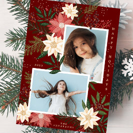 Weihnachts-Poinsettia-Splendor-FotoCollage Feiertagskarte