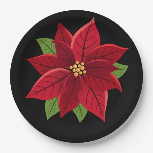 Weihnachts-Poinsettia-Teller Pappteller (Vorderseite)