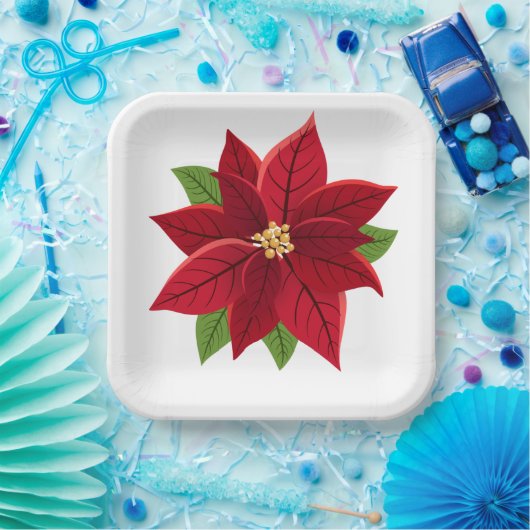 Weihnachts-Poinsettia-Teller Pappteller (Party)