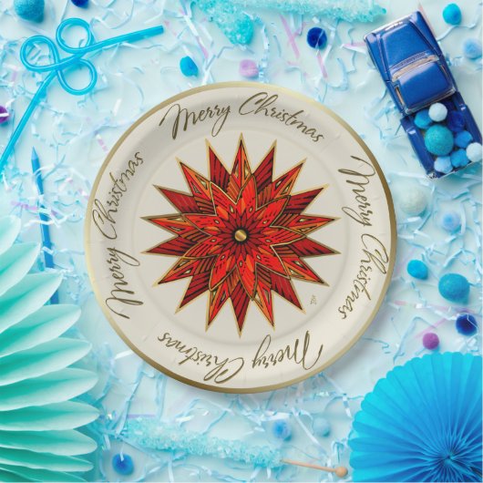 Weihnachts-Poinsettia-Teller Pappteller (Party)