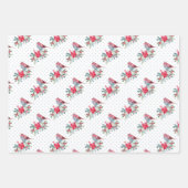 Weihnachts-Poinsettia und Kardinal Rot Geschenkpapier Set (Vorderseite)