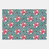 Weihnachts-Poinsettia und Kardinal Rot Geschenkpapier Set (Vorderseite 3)