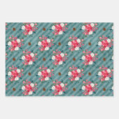 Weihnachts-Poinsettia und Kardinal-Roter Wrapping Geschenkpapier Set (Vorderseite 3)