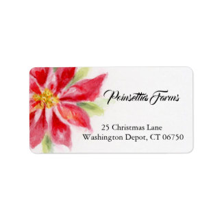 Weihnachts-Poinsettia Wasserfarbenadressen-Labels Adressaufkleber
