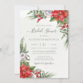Weihnachts-Poinsettia Winter Grüne Brautparty Einladung (Vorderseite)
